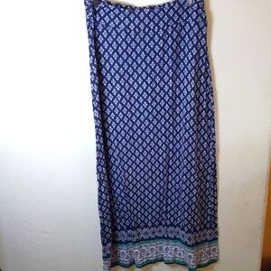 Liz Claiborne Navy and White A Line Maxi Skirt Y2K Boho 60's Farmcore S